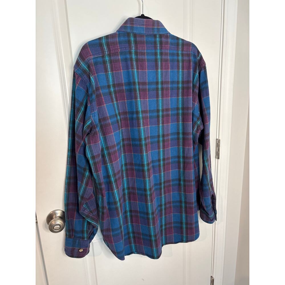 Vintage Woolrich Plaid Flannel Shirt Blue Purple Unisex Grunge Oversized - Picture 5 of 5